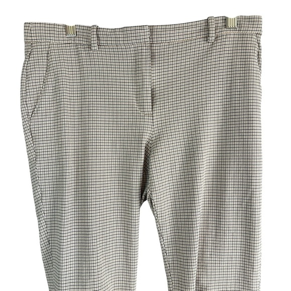 THEORY Treeca Pants Check Viscose Slim Cropped Mid Rise Yellow Plaid Size 6 - Picture 2 of 12